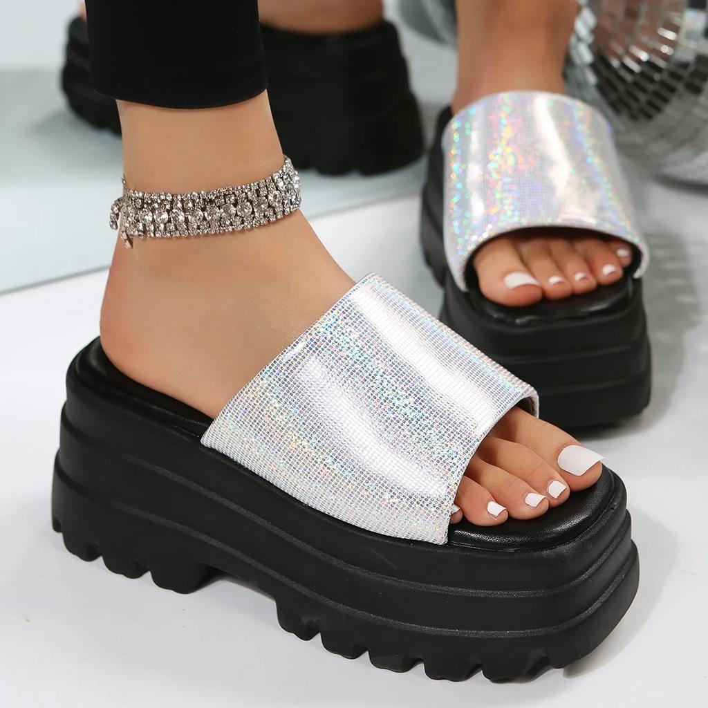 Papuci pentru femei Flip-flops Moda de vară pentru femei cu toc pană Pantofi pentru femei cu platformă înaltă Sandale în aer liber Plus dimensiune 35-43