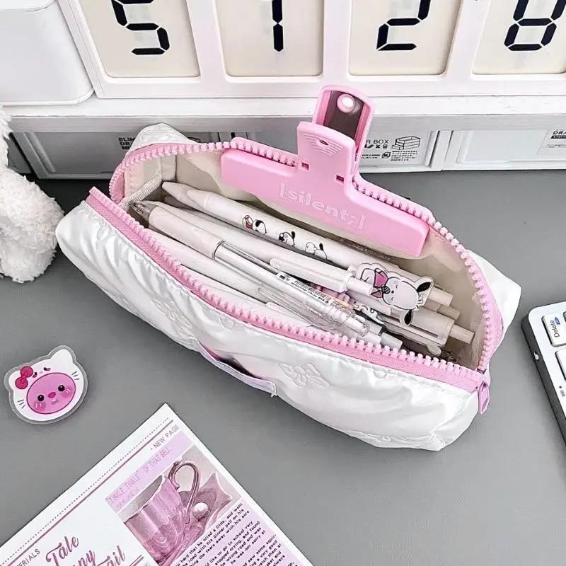1pcs Creative Pink Bow Pencil Case Large Capacity Storage Pencil Bags Multi-Functional Stationery Organizer Bag