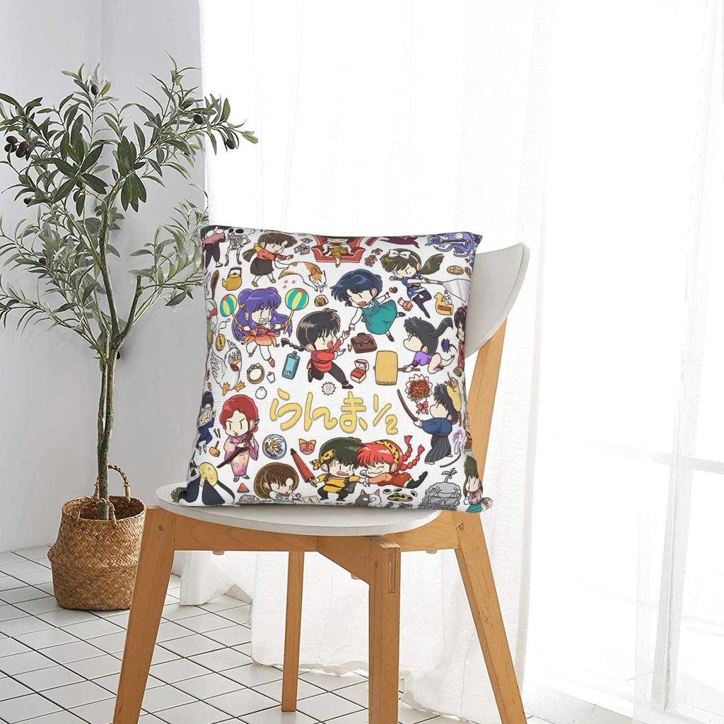 Ranma Saotom Anime Square Pillow Cases Cushion Covers Novelty Zippered Decor Pillowcase for Home 40x40cm