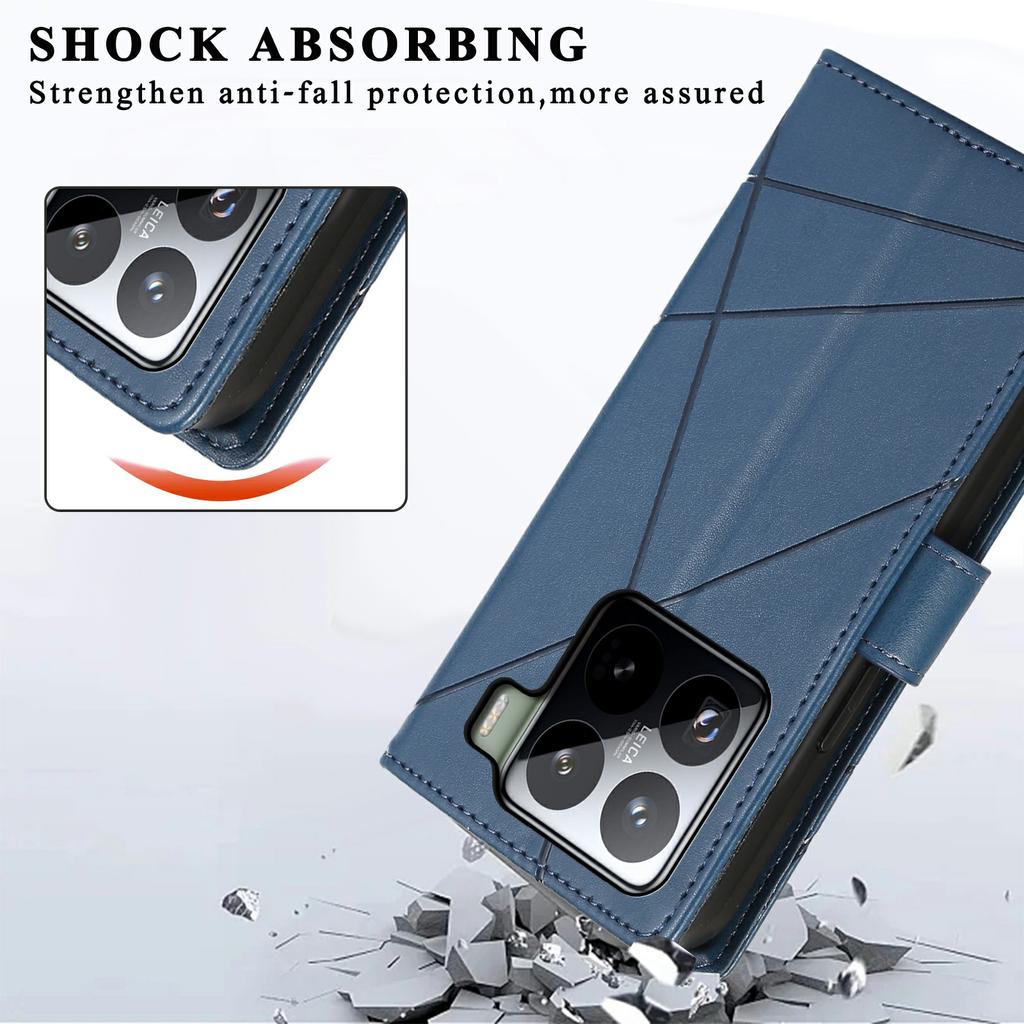 DF-06 Etui na telefon Xiaomi 15 Pro Skórzany portfel z wytłoczeniem linii