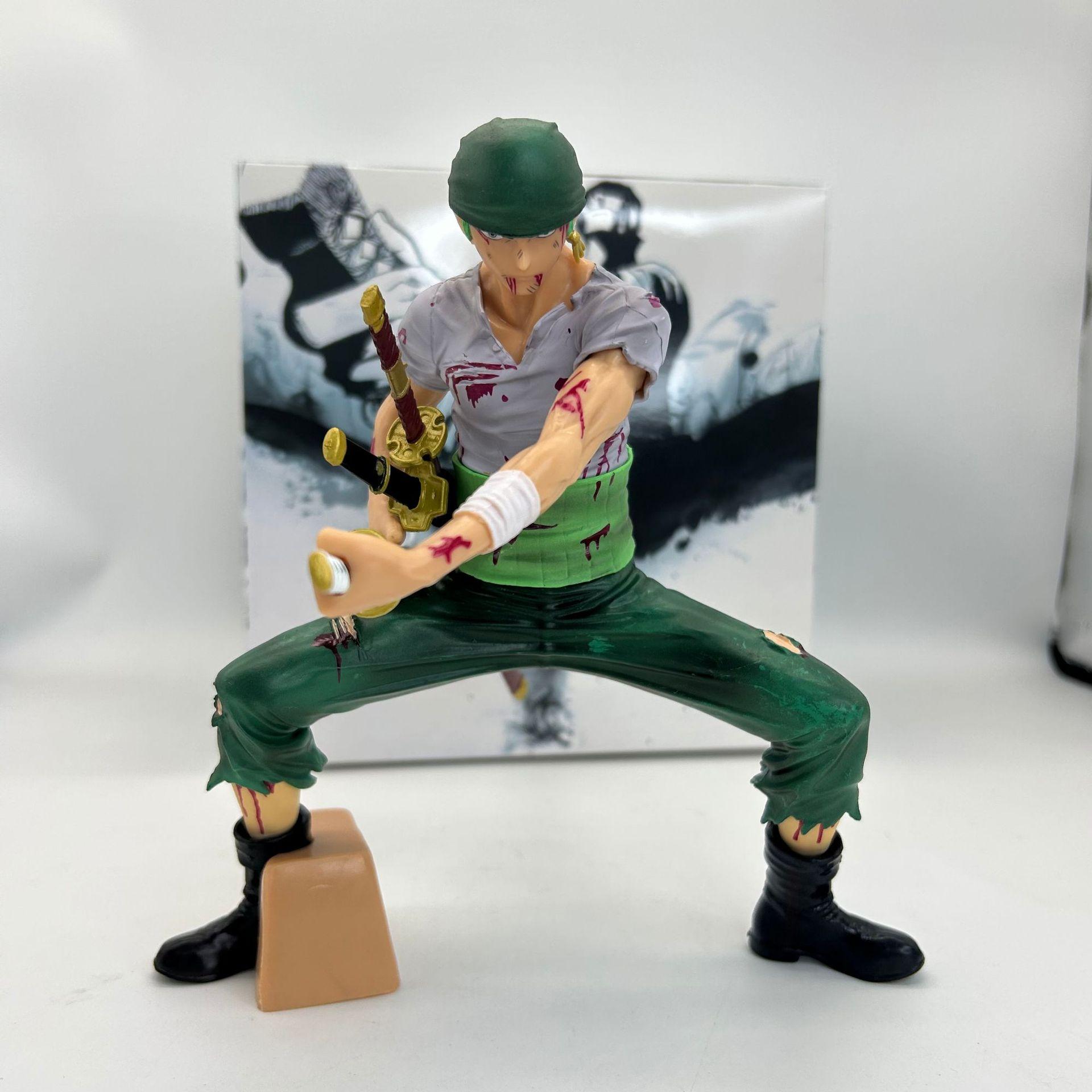 

Anime One Piece 19cm Battle Injured Zoro Action Figures PVC Statue Model Scene Decorative Toys Boy Birthday Gift