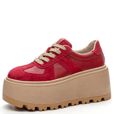 8cm Wildleder Mesh Plateau Schuhe Keil Sneaker für Damen Versteckter Absatz Erhöhte Schuhe Frühling Herbst Sneaker Damen