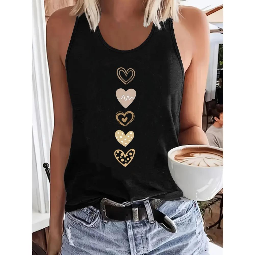 Women s sleeveless round neck casual top with vest pattern for summer and spring S