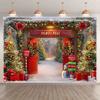 2D Winter North Pole Backdrop, Santa's Door with "Letters To Santa" & Snowy Path Background Cloth
