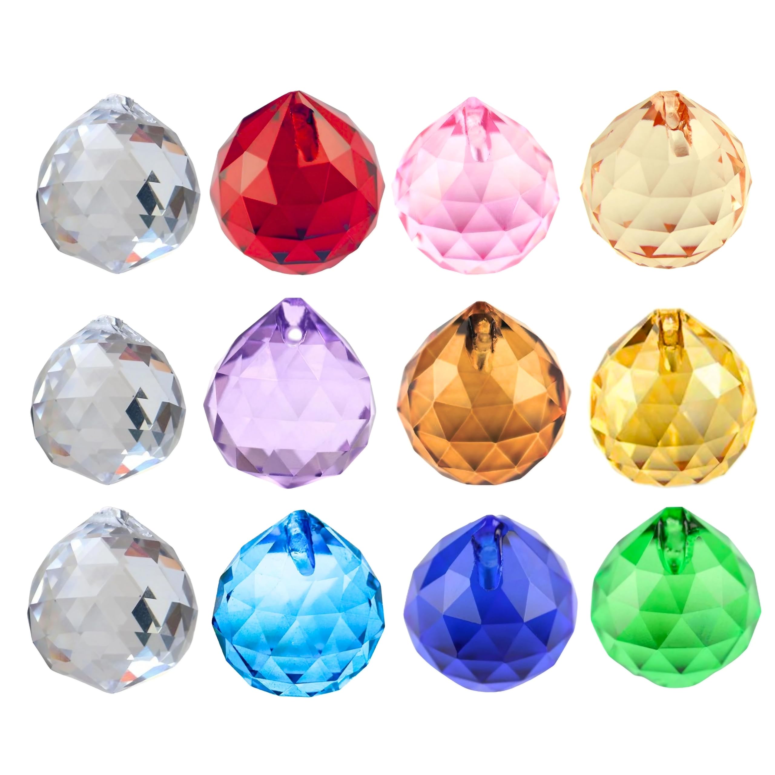 Ловец снов East Leaf, Хрустальные детали, Призмы в форме капли, Цветные, с отверстиями (12 штук, 10 цветов, 30 мм)