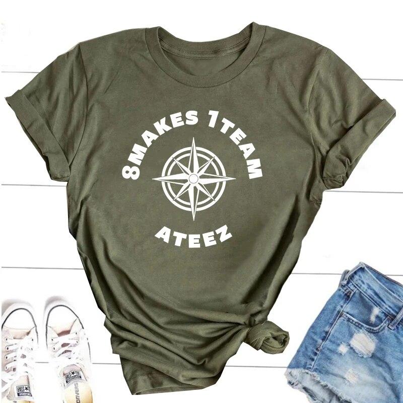 Ateez Fellowship Break The Wall T Shirts Kpop Round Neck Short Sleeve T Shirt Korean Fashion Streetwear Fans Clothes K-pop Tops Unisex