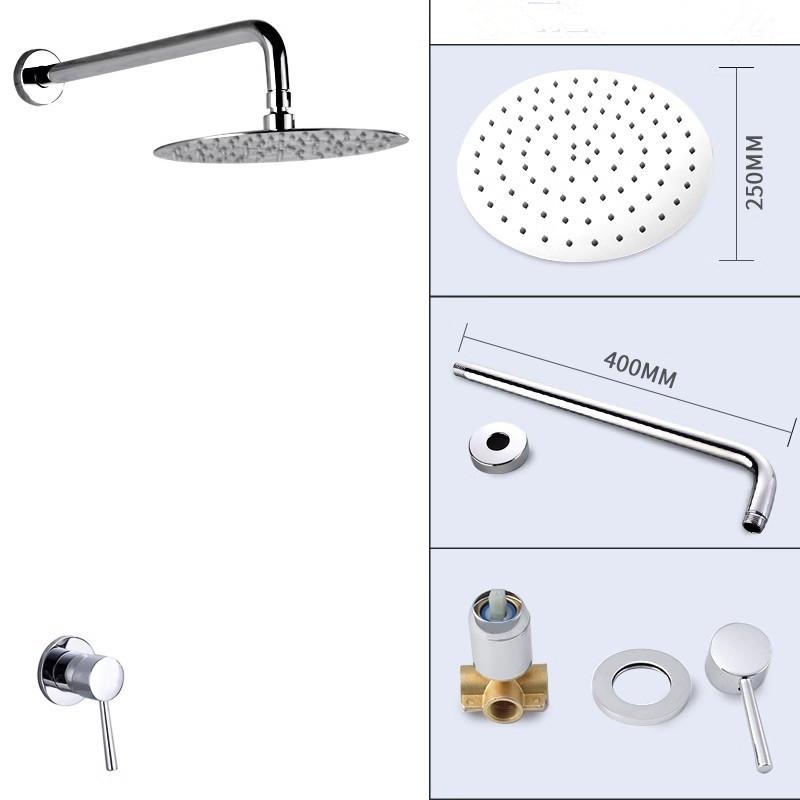 Zestaw Baterii Prysznicowej Łazienkowej Szczotkowane Złoto Wbudowana Bateria Prysznicowa Deszczownica Montaż na Ścianie lub Suficie Mieszacz Prysznicowy Montowany na Ścianie Głowica Prysznicowa 10”