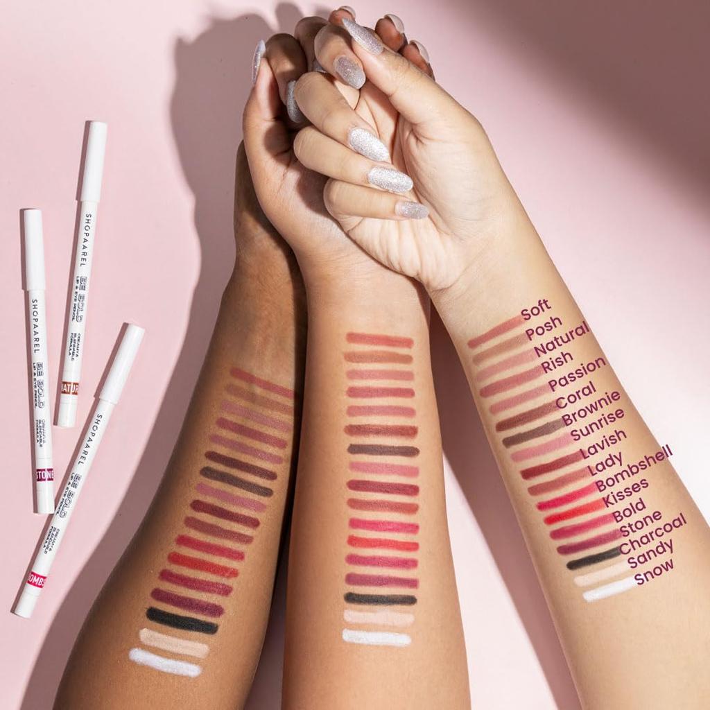SHOPAAREL BE BOLD Lip & Eye Pencil, 2-in-1 Lip & Eye Liner, Creamy & Blendable, Lip Liner, Built-In Sharpener, Matte Finish, Eye Liner, Intense Pig