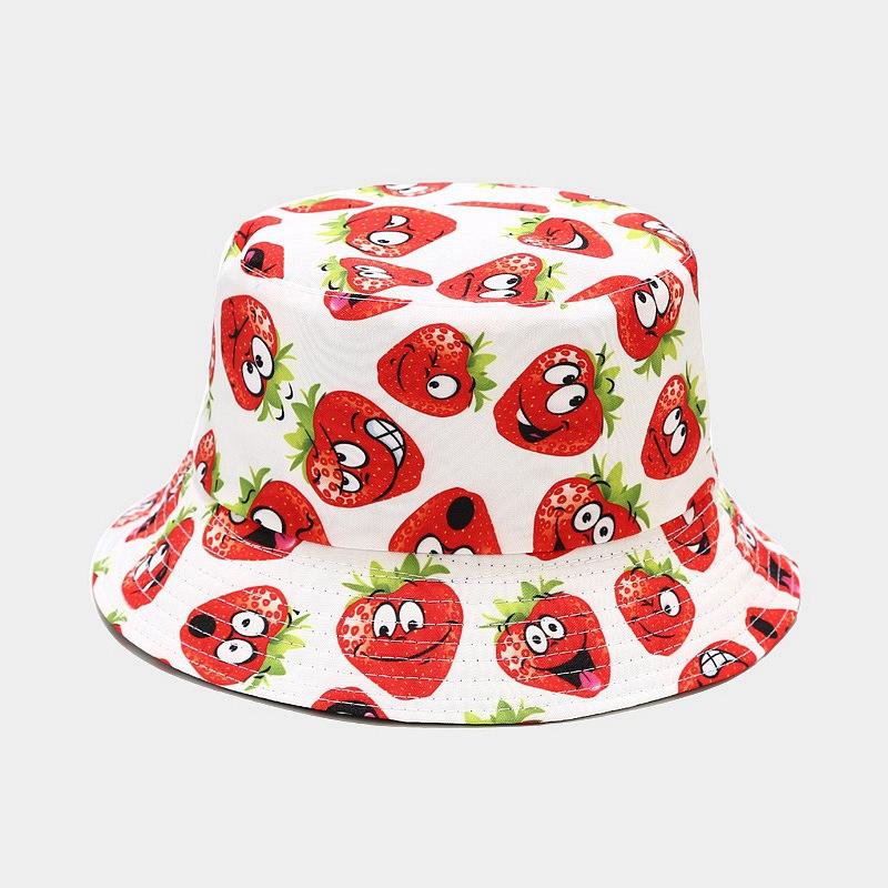 Creative Printed Fruit Pattern Bucket Cap Unisex Outdoor Leisure Fisherman Hat Summer Beach Uv Protection Sun hats Panama Bob