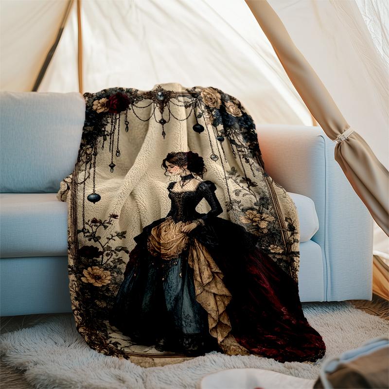 Victorian Beauty Blanket Personalized Name Flannel Blanket Soft Cozy Plush Throw for Sofa Bed Lightweight Home Décor
