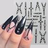 5D Gothic Punk Nail Art Sticker Embossed Stripes Glitter Nail Decals Black Bandage Self-Adhesive Sliders Halloween Decorations