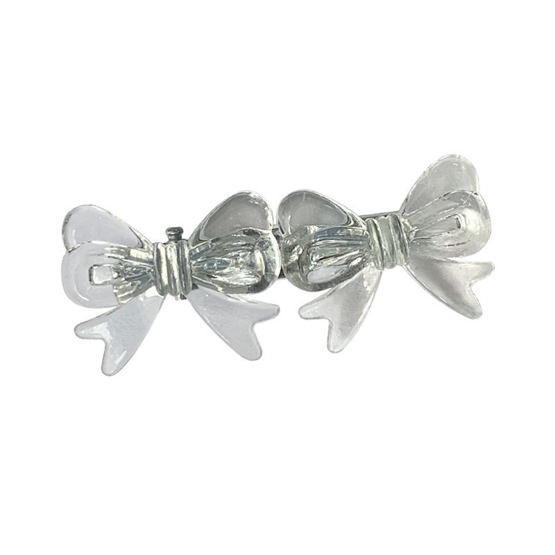 Cute Shining Blue Acrylic Hair Clips for Women Elegant Design Bow Barrettes Stick Hairpin Hair Accessories