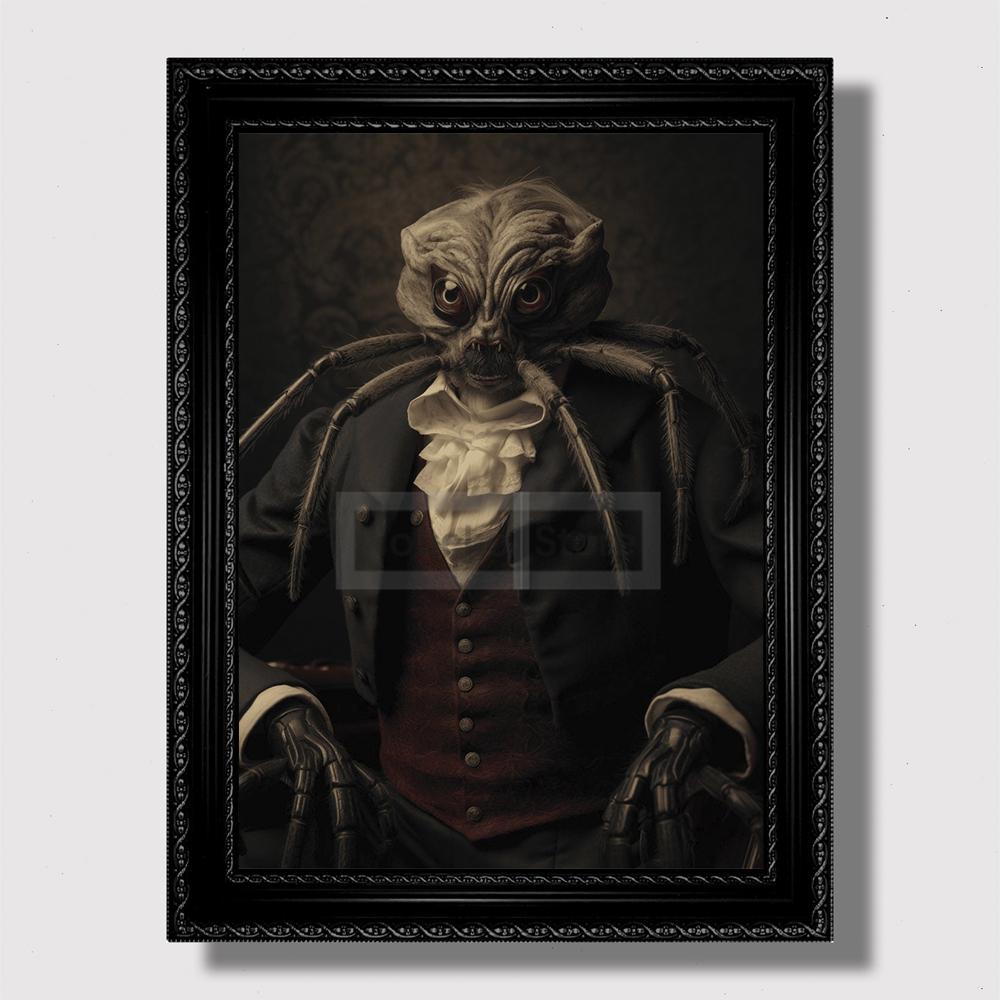 Affiche vintage de portrait d'animal victorien Goth Cottagecore Dark Prints Peinture sur toile Art mural Photos Décoration de chambre à coucher vintage