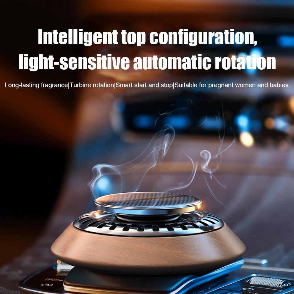 

Car Aromatherapy New Luxury Solid Wood Solar Aromatherapy Rotatable With Light Car Perfume Wood Air Freshener Car Accessories