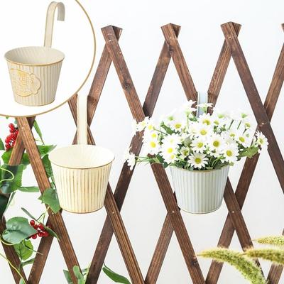 Metal Hanging Planter with Hooks Railing Flower Planter Hanging Flower Pots Outdoor Garden