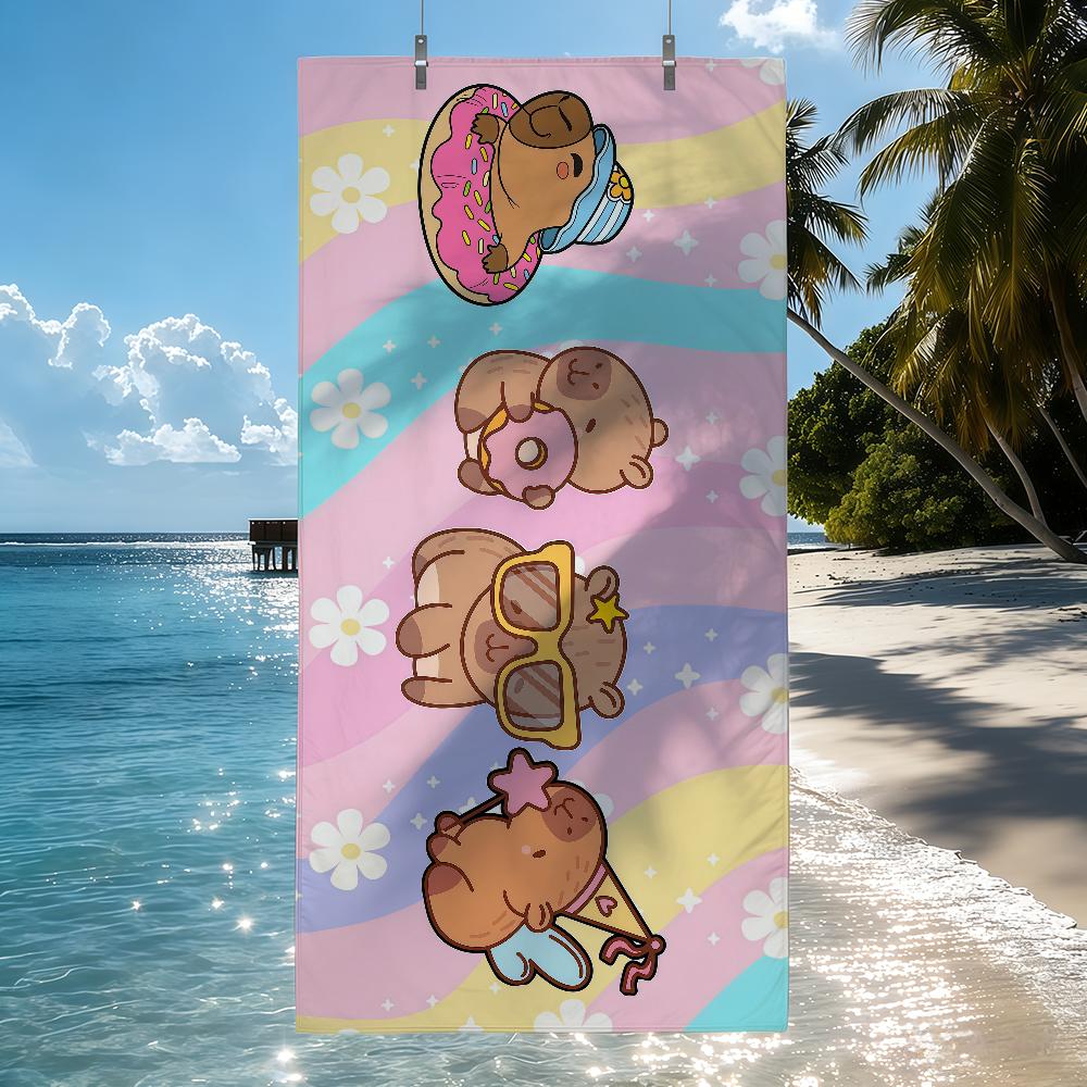 

Cute Capybara Animal Large Towel Quick Drying Beach Towels Are Suitable For Swimming Pools Camping Yoga And The Gym W40*H60(CM)