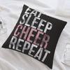 1Pc Eat Sleep Cheer Repeat Pillow Cover, Bold Text Design Cushion Case For Living Room Bedroom Home Decor Gift