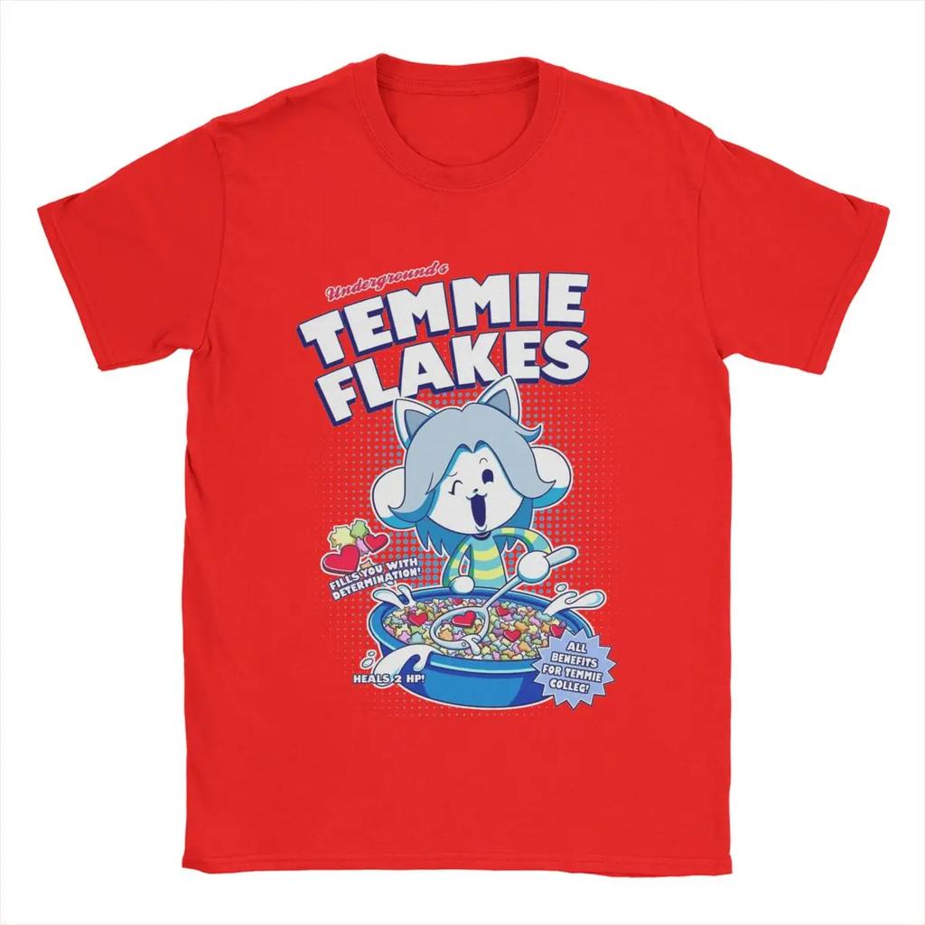 Casual Temmie Flakes Undertale T-Shirts for Round Collar 100% Cotton T Shirt Game Short Sleeve Tee Shirt Arrival Tops