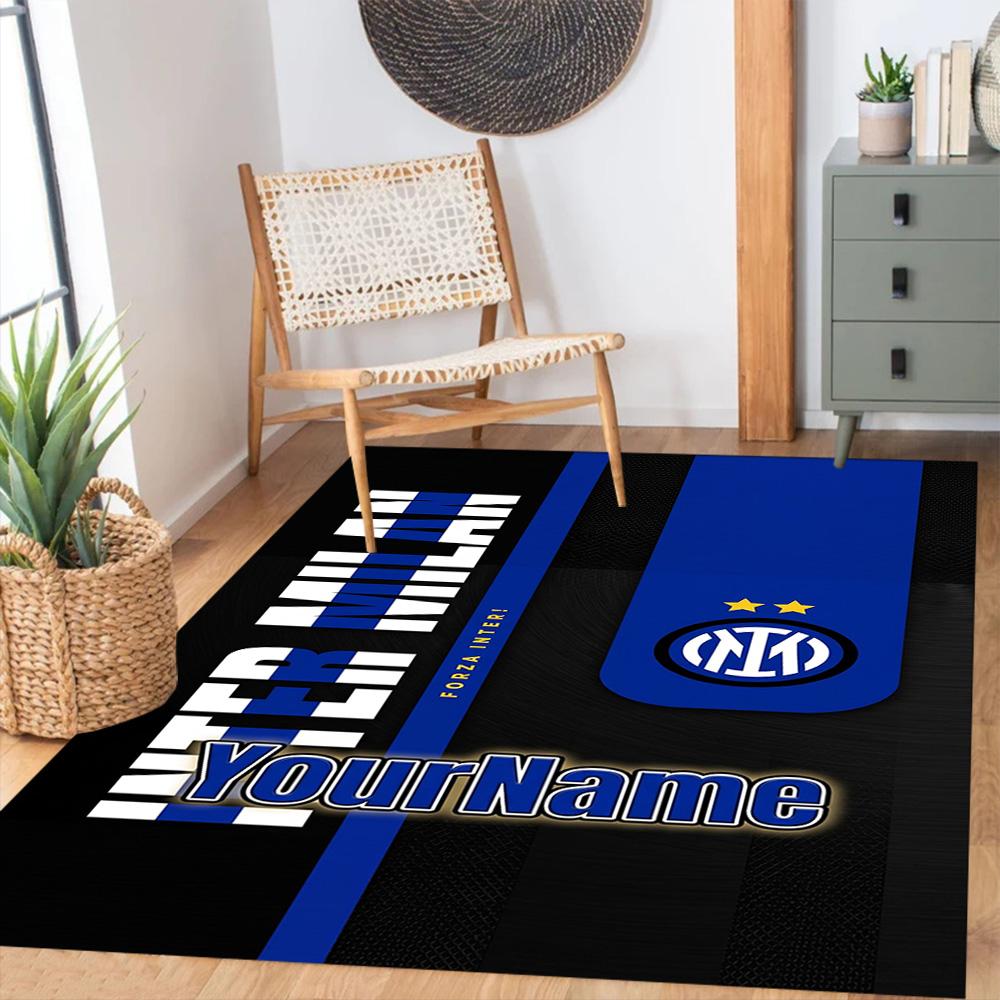 Inter Milan Personalized Name Carpet Perfect for Study room Game Room Dormitory Balcony Antislip Carpet Anime Office Decor