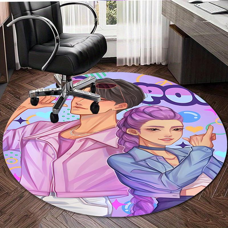 1pc KPop Demon Hunters20 Design Printed Area Round Carpet for Bedroom Living Room Home Decor Rugs Mat Non Slip Mat Rug for Bedside