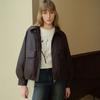 ELLE Design Francês Gola Lisa Cor Sólida Minimalista Básico Solto Confortável Jaqueta de Penas Feminina Roupa Exterior Marrom Escuro L7AYM005