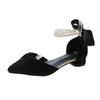 Baotou sandals women's medium heel 2025 summer new French pearl bow thick heel pointed head evening high heel single shoes