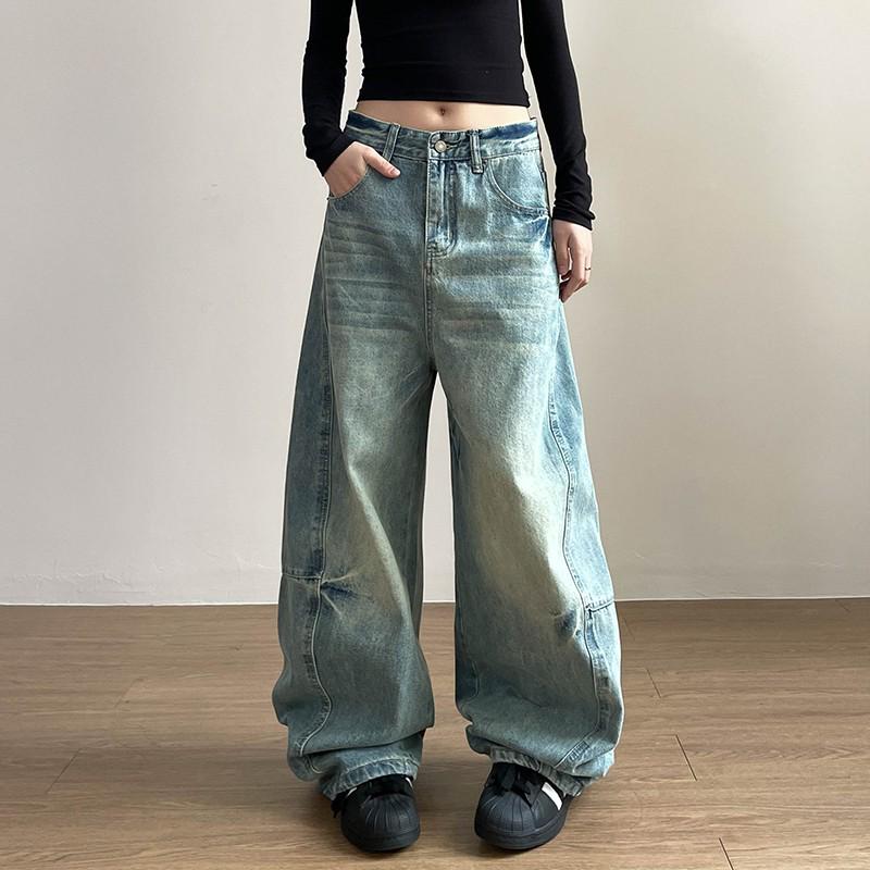 Unisexové americké retro šavlové volné široké džíny