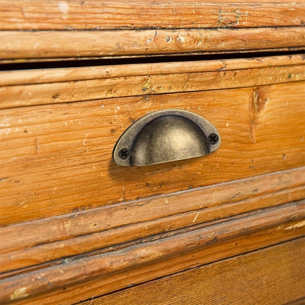 24 Pcs Antique Brass Drawer Pull Knobs  Antique Brass Cabinet Pulls  Vintage Cup Pull Knobs for Kitchen Cabinet Wardrobe   with Screws