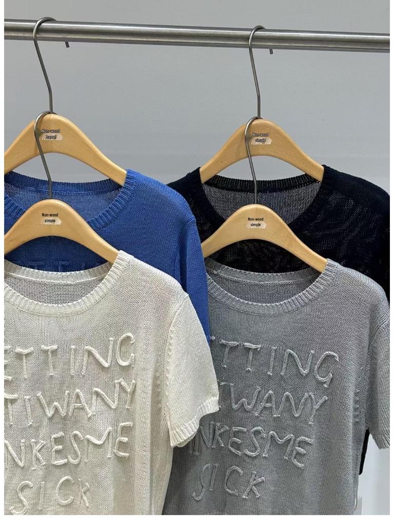 Spring 8281 Women's Korean Style Loose Plus Size Knitted Top with Round Neck and High Waist