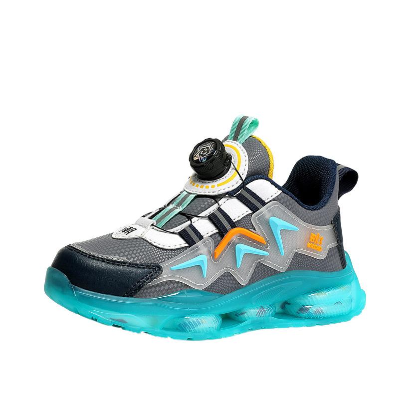 7288 Medium and Older Children's Leather Waterproof Boys' Children's Sports Shoes Men's 2025 New Rotating Button Trend Casual Running