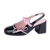 2025 summer new Mary Jane high heels women's French not tired feet thick heels single shoes women's high-end empty women's shoes