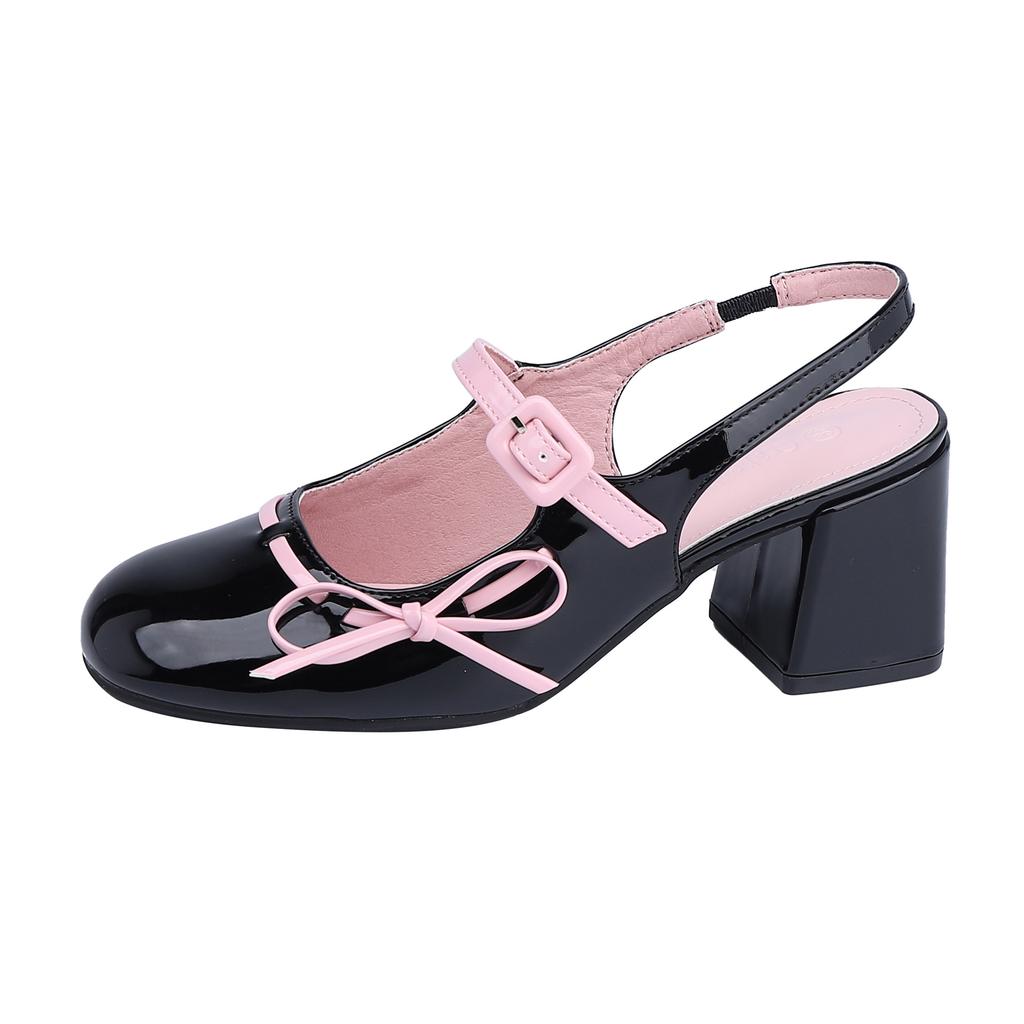 2025 summer new Mary Jane high heels women's French not tired feet thick heels single shoes women's high-end empty women's shoes