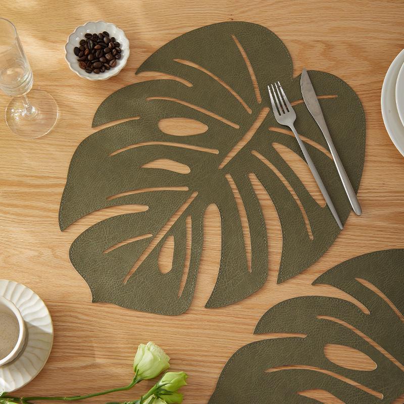 Hot-selling Simulated Turtle Back Leaf Placemat Tree Leaf Home Decoration Hollow Insulation Mat Double-sided Color Table Mat