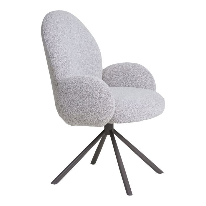 Fauteuil repas pivotant - EBUY24 - 69x65x91,5 cm - Tissu bouclette gris clair - Design contemporain - 1 place