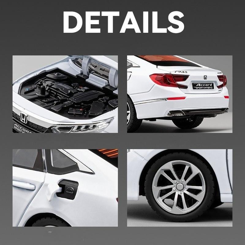1:24 HONDA ACCORD Miniature Car Model Toys Alloy Diecast Vehice 6 Door Opened Sound Light Pull Back Toy Children's Birthday Gift
