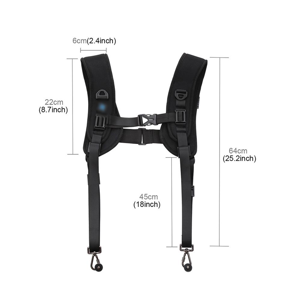 Release Double Shoulder Harness Soft Pad Decompression Foam Strap Belt for Canon for 2 Cameras Digital DSLR Strap