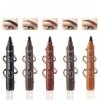 4-Tip Waterproof Microblading Eyebrow Pen, Natural Hair-Like Strokes, Smudge-Proof Long-Lasting Brow Makeup