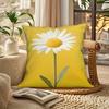 1Pc Bright Yellow Daisy Decorative Pillowcase, 2D Double Sided Print Polyester Cushion Cover, Cheerful Floral Home Accent Pillow
