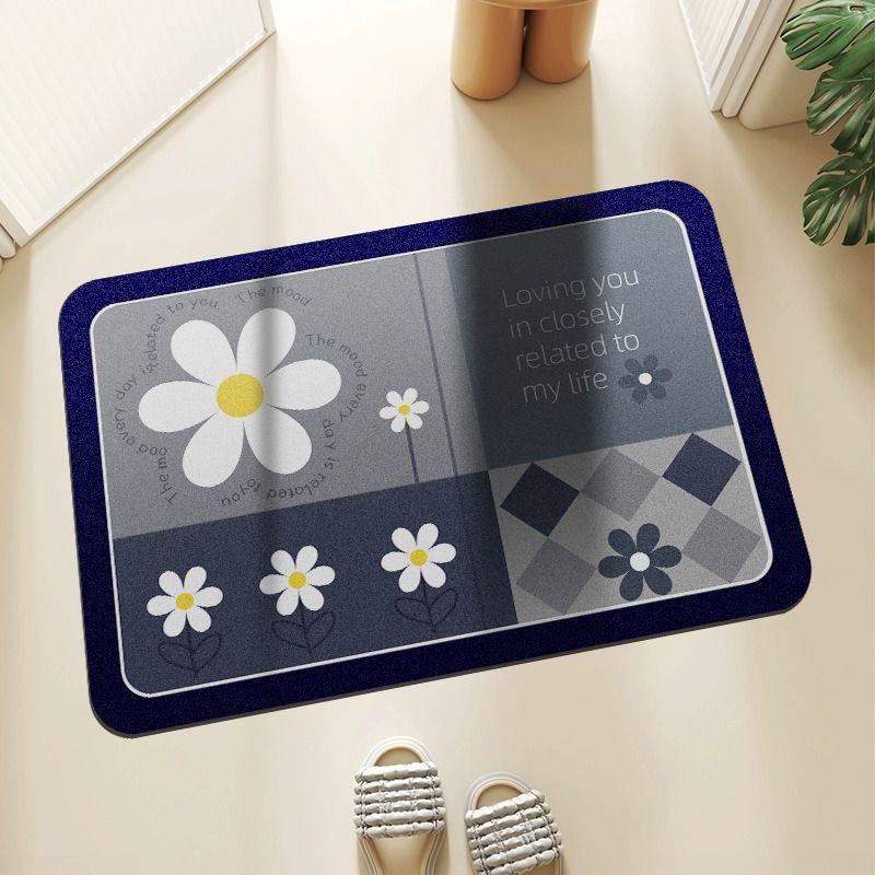 Light Luxury Bathroom Absorbent Floor Mat, Bathroom Door Toilet Non-slip Mat, Bathroom Carpet Quick-drying Foot Pad Anti-drop