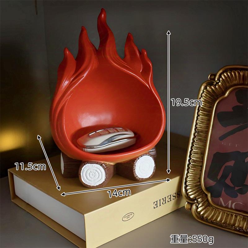 Fun cartoon firewood flame key tray storage box home decoration crafts suitable for home, indoor and outdoor use blessing gifts
