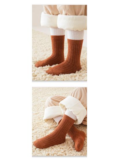 Cozy Winter Coral Fleece Mid-Calf Socks for Boys & Girls - Thick, Anti-Pilling, Warm Kids' Socks