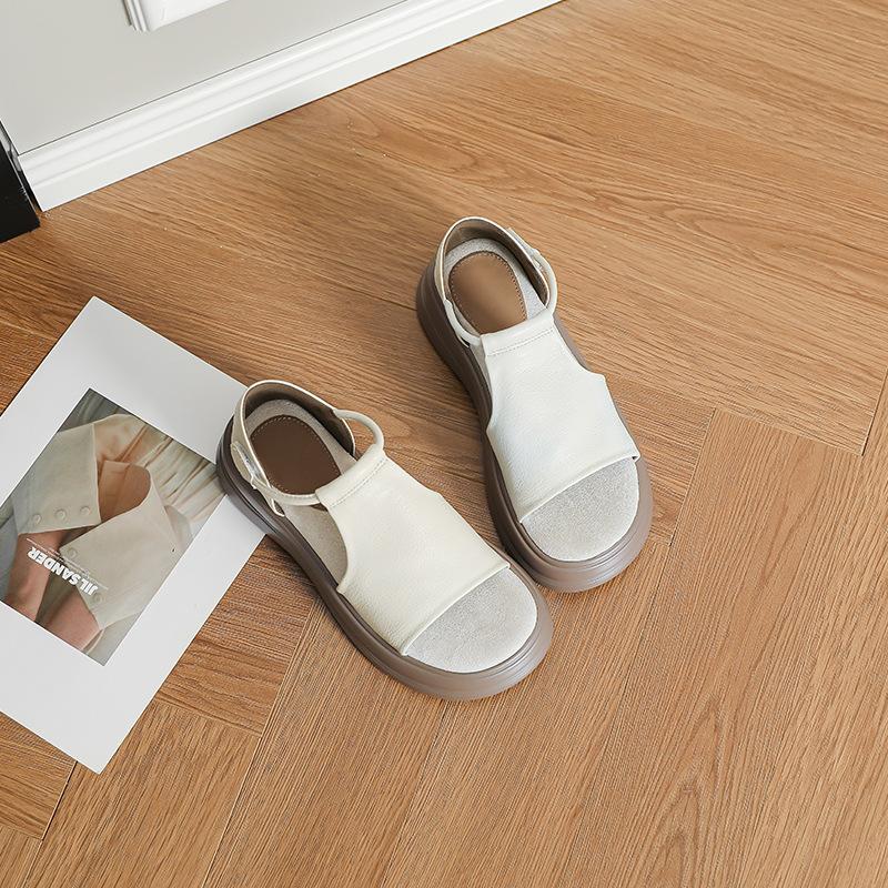 Spot! Small Muffin Thick Sole Heightening Retro Casual Open-toed Sandals Women's Summer Fashion Versatile Roman Women's Shoes