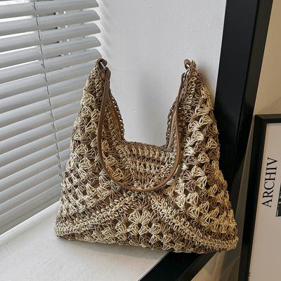 Large Capacity Woven Bag Women's New Summer Popular Hollow Shoulder Straw Bag Literary Bag
