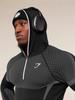 GYMSHARK Men's Onyx High Stretch Long Sleeve Hooded Fitness T-shirt