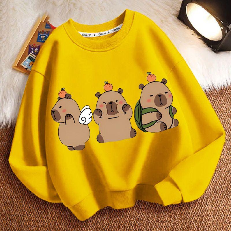 Children's Fashion Capibara Hoodies for Autumn and Winter, Loose Long-sleeved Hoodies for Boys and Girls