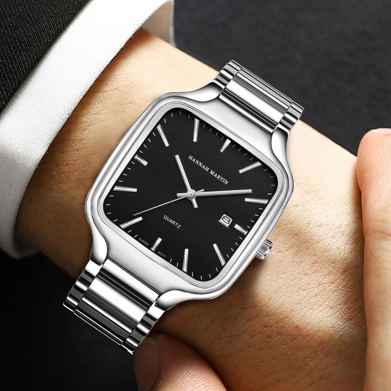 Nuovo orologio da uomo casual da lavoro, resistente alla luce, luminoso, calendario, cinturino in acciaio inossidabile a rete, orologio al quarzo