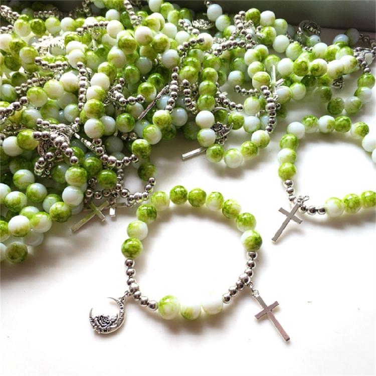 Adjustable Crosses Charm Beads Bracelets Fashionable Religious Jewelry for Men and Women