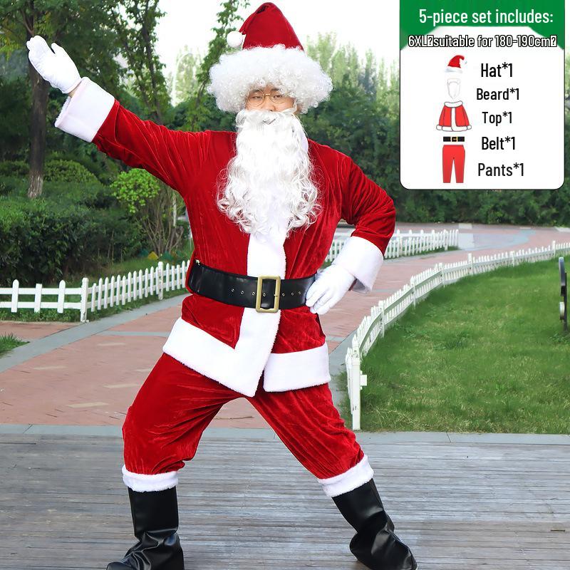 Adult Santa Claus Costume Set - Men's & Women's Plus Size Christmas Outfit