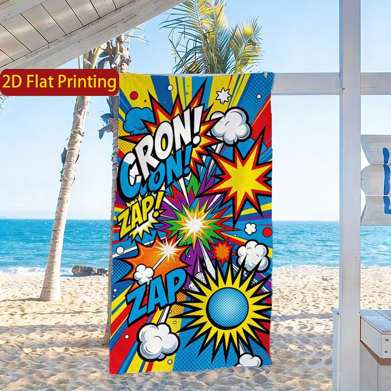 Pop Art Beach Towel – 2D Flat Printing, Soft Microfiber, Lightweight & Sandproof – Perfect for Surf, Yoga, Travel & Summer Fun