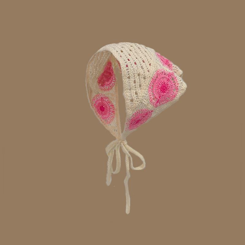 Headscarf Hat Pastoral Style Triangle Headband For Women Girls Handmade Crochet Headband Little Flower Headscarf
